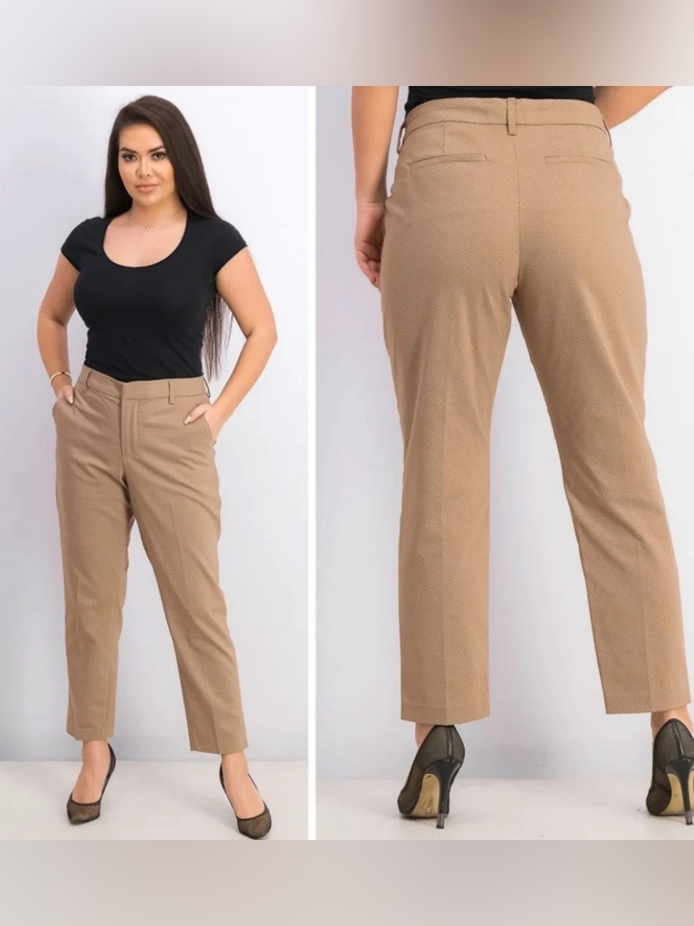 Liverpool Los Angeles Cotton Blend Trouser Pants - Ditzy Khaki -  Size 10/30